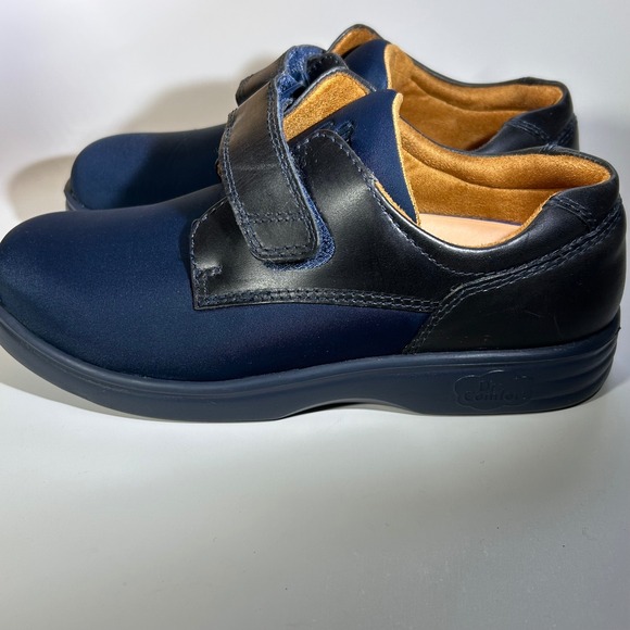 Dr Comfort Annie Womens Navy Leather Lycra Hook and Loop Comfort Shoes Size 6.5W - Picture 3 of 12
